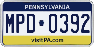 PA license plate MPD0392