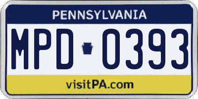 PA license plate MPD0393