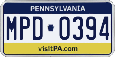 PA license plate MPD0394