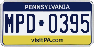 PA license plate MPD0395