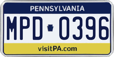 PA license plate MPD0396