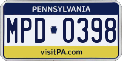 PA license plate MPD0398