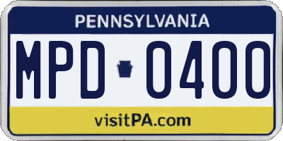 PA license plate MPD0400