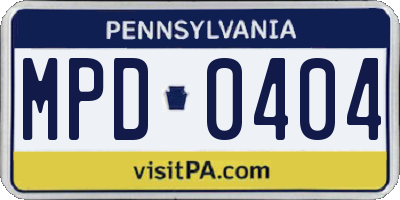 PA license plate MPD0404