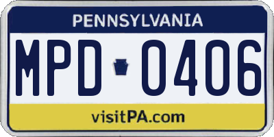 PA license plate MPD0406