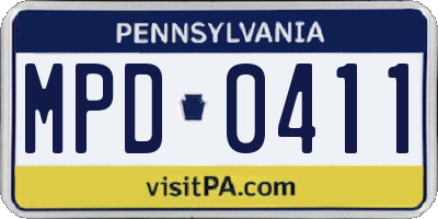 PA license plate MPD0411