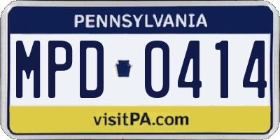 PA license plate MPD0414