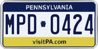 PA license plate MPD0424