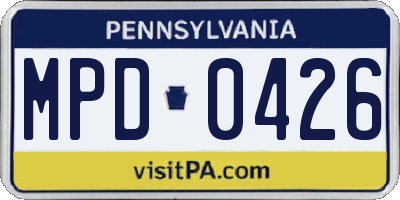 PA license plate MPD0426
