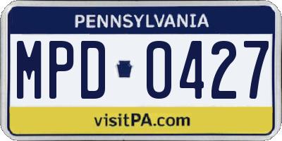 PA license plate MPD0427