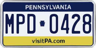 PA license plate MPD0428