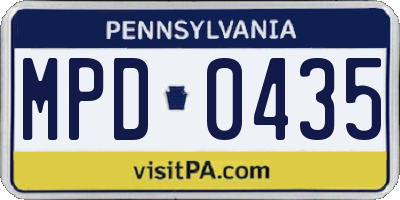 PA license plate MPD0435