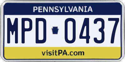 PA license plate MPD0437