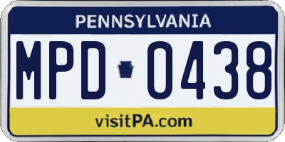 PA license plate MPD0438