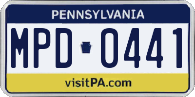 PA license plate MPD0441