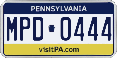 PA license plate MPD0444