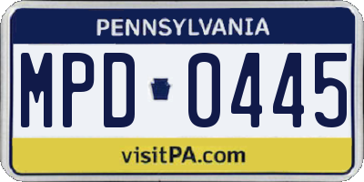 PA license plate MPD0445