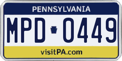 PA license plate MPD0449