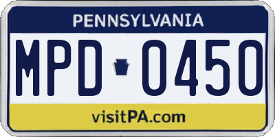 PA license plate MPD0450