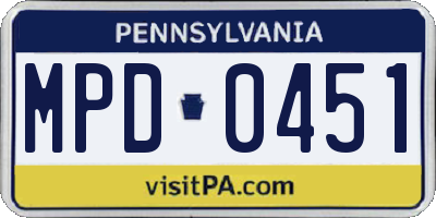 PA license plate MPD0451