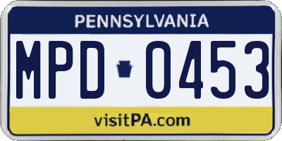 PA license plate MPD0453