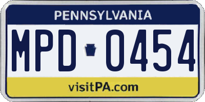 PA license plate MPD0454