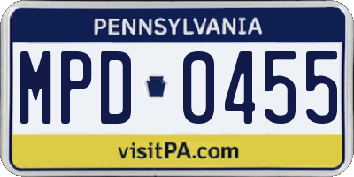 PA license plate MPD0455