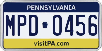 PA license plate MPD0456