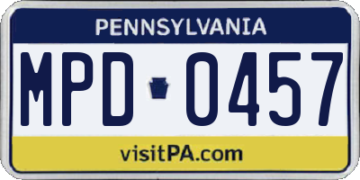 PA license plate MPD0457