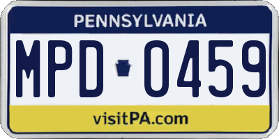 PA license plate MPD0459