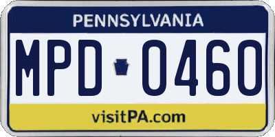 PA license plate MPD0460