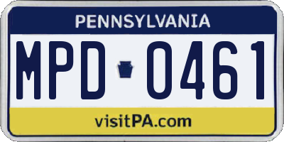 PA license plate MPD0461