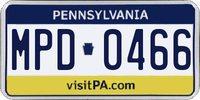 PA license plate MPD0466
