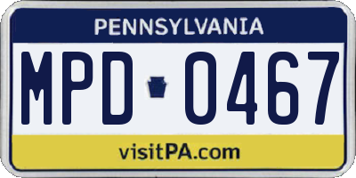 PA license plate MPD0467