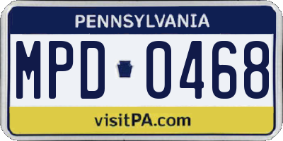 PA license plate MPD0468
