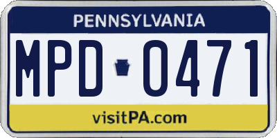 PA license plate MPD0471