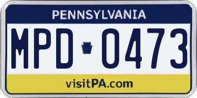 PA license plate MPD0473