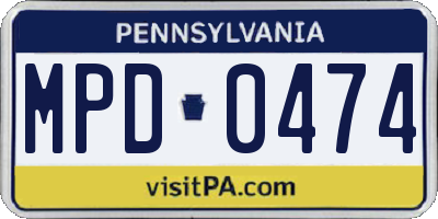 PA license plate MPD0474