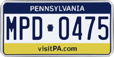 PA license plate MPD0475