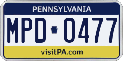 PA license plate MPD0477
