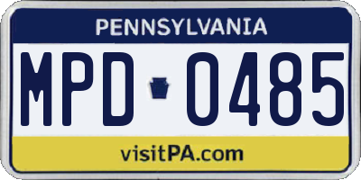 PA license plate MPD0485