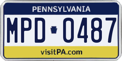 PA license plate MPD0487