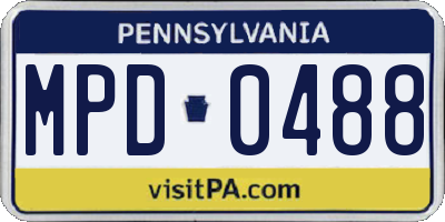 PA license plate MPD0488