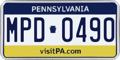 PA license plate MPD0490