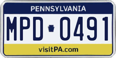 PA license plate MPD0491