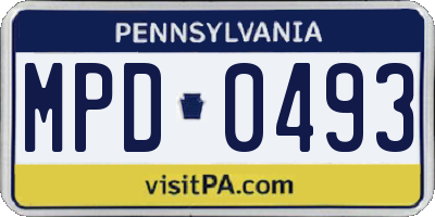 PA license plate MPD0493
