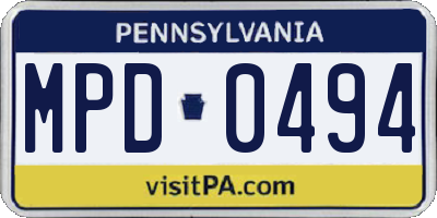 PA license plate MPD0494