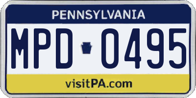 PA license plate MPD0495