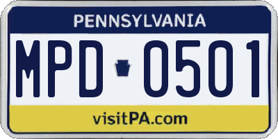 PA license plate MPD0501