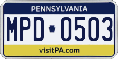 PA license plate MPD0503